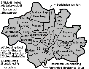 Karte Stadt München mit Stadtteilen (c) familienfreunde.de